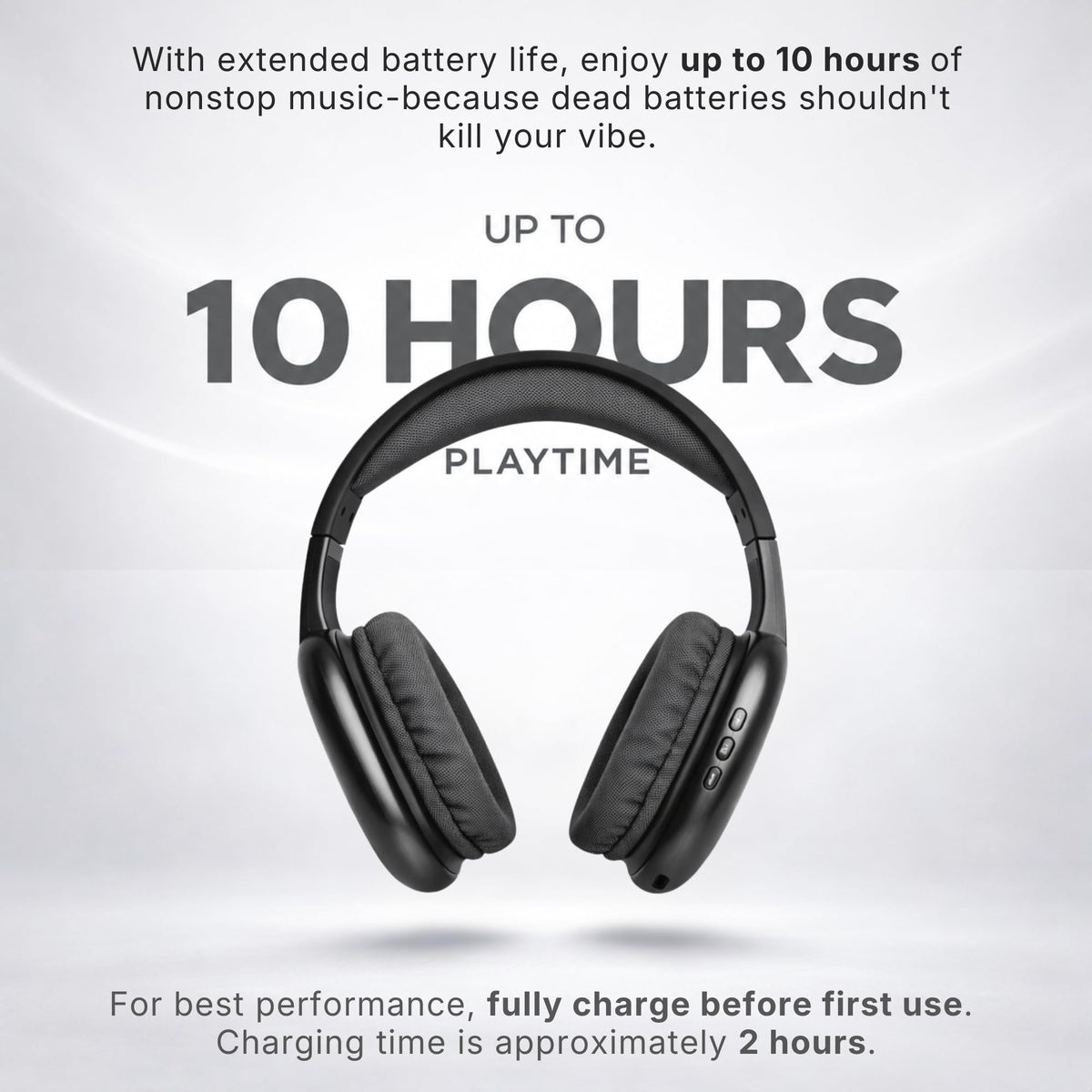 iJoy Ultra Wireless Headphones wired aux backup for instant listening.