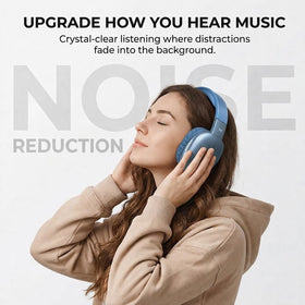 iJoy Ultra Wireless Headphones blue side view for everyday listening