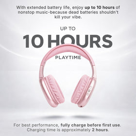 iJoy Ultra Wireless Headphones pink wired AUX port for flexible listening