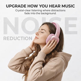 iJoy Ultra Wireless Over-Ear Headphones pink earcups close up showing soft cushioning