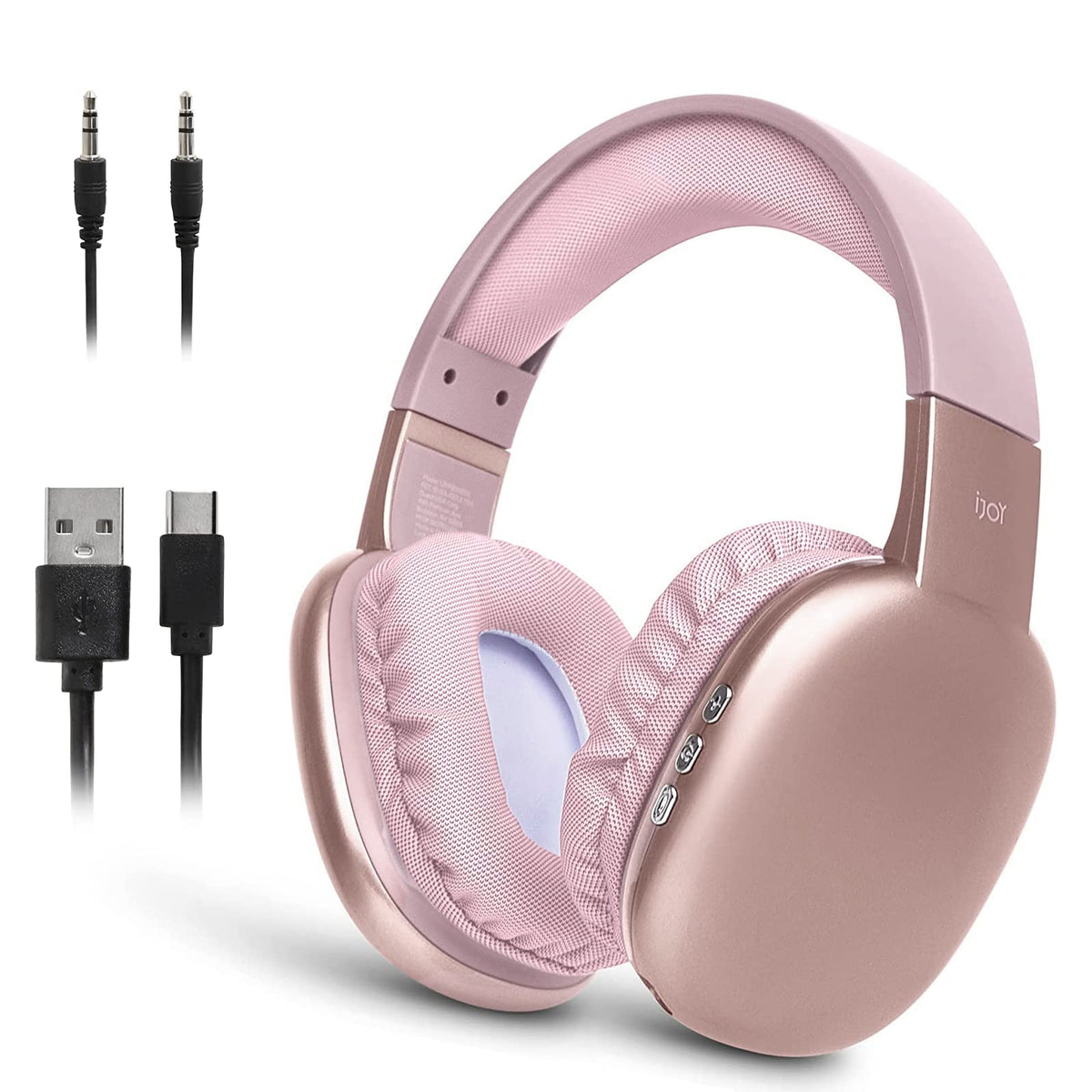 iJoy Ultra Wireless Over-Ear Headphones pink front view for comfortable daily listening