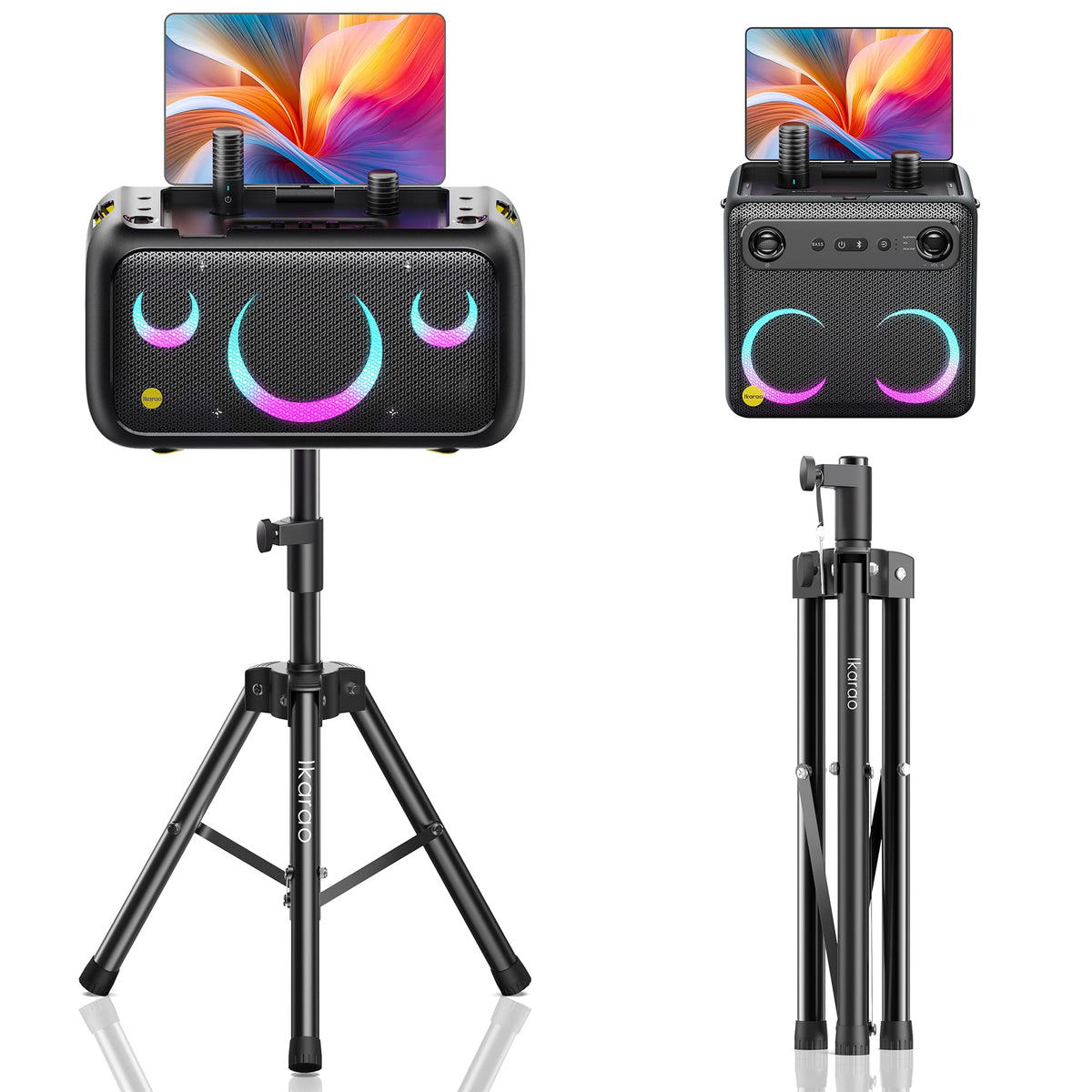 Ikarao front view assembled speaker stand showing stable support