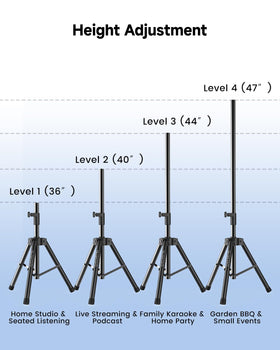 Ikarao telescoping pole extended from 36 to 47 inches for elevation