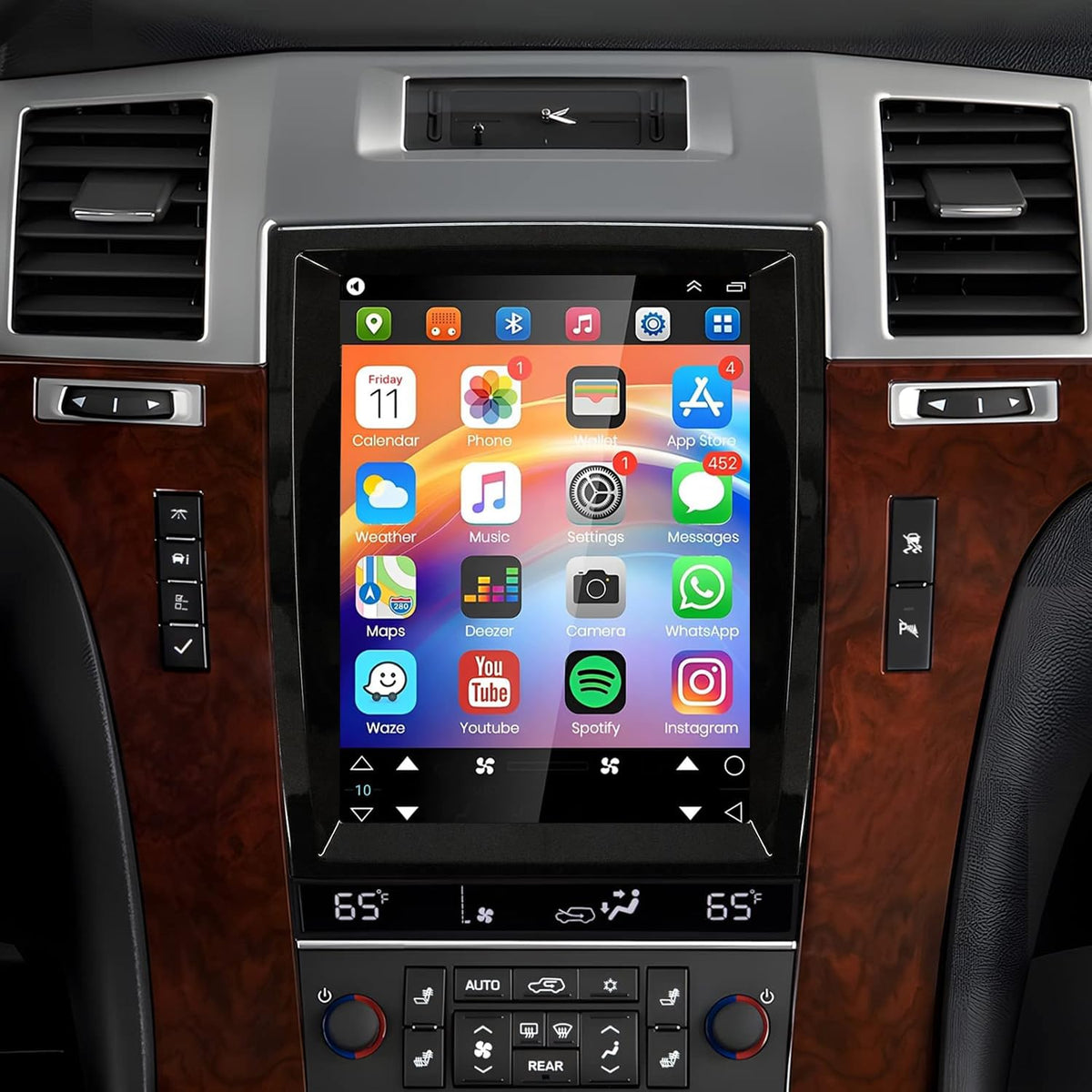 IKASEFU 9-7-inch car stereo installed in Cadillac Escalade SLS front view for seamless integration