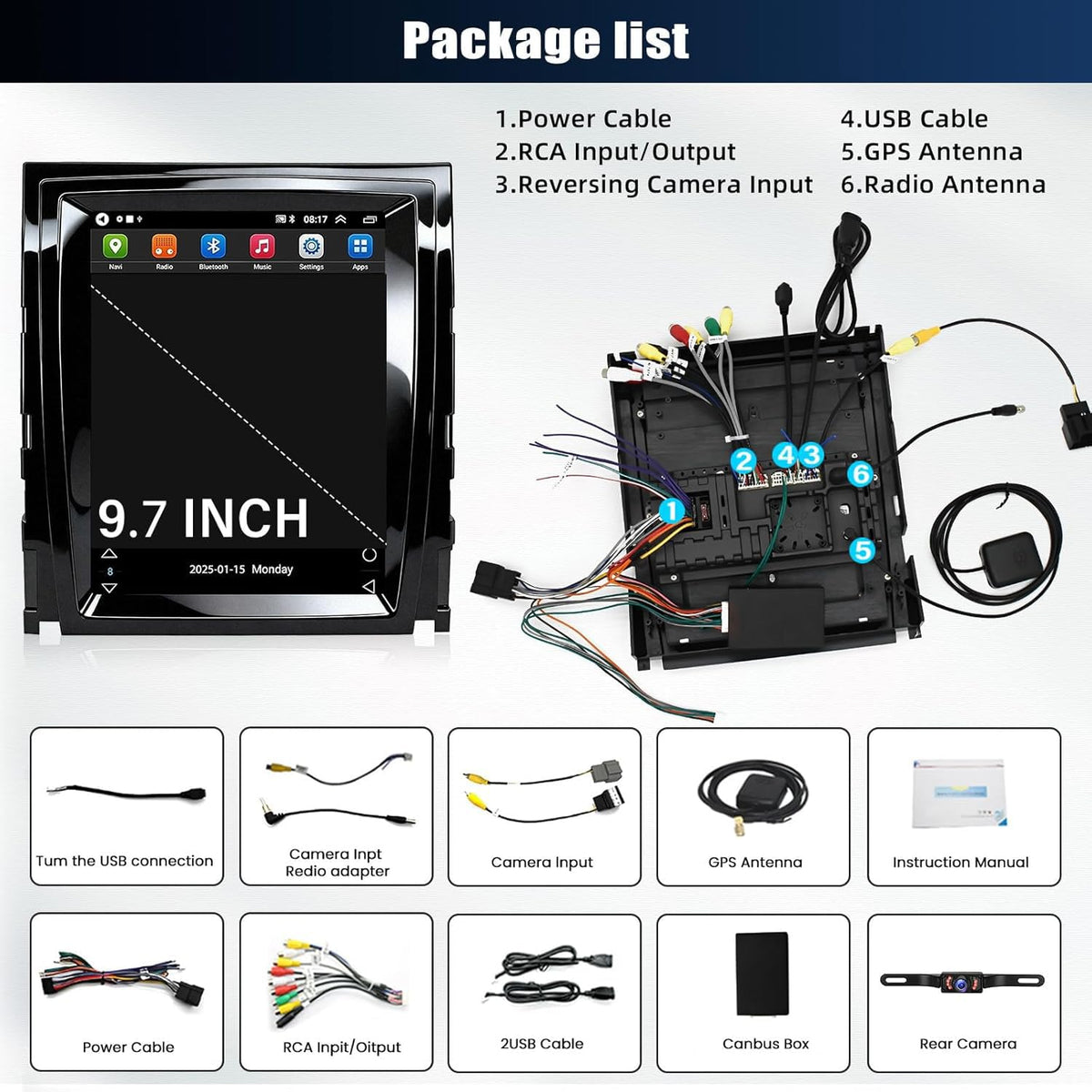 IKASEFU 9-7-inch IPS touchscreen delivering vivid visuals for navigation and media