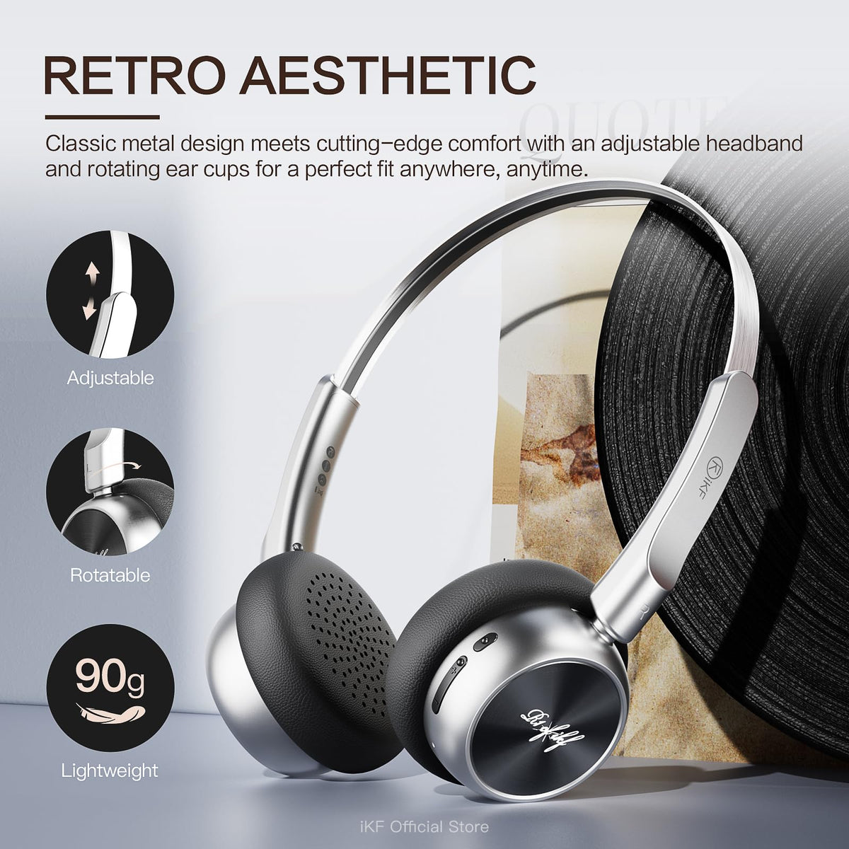 iKF R1 close-up of metal frame highlighting durable retro finish and style