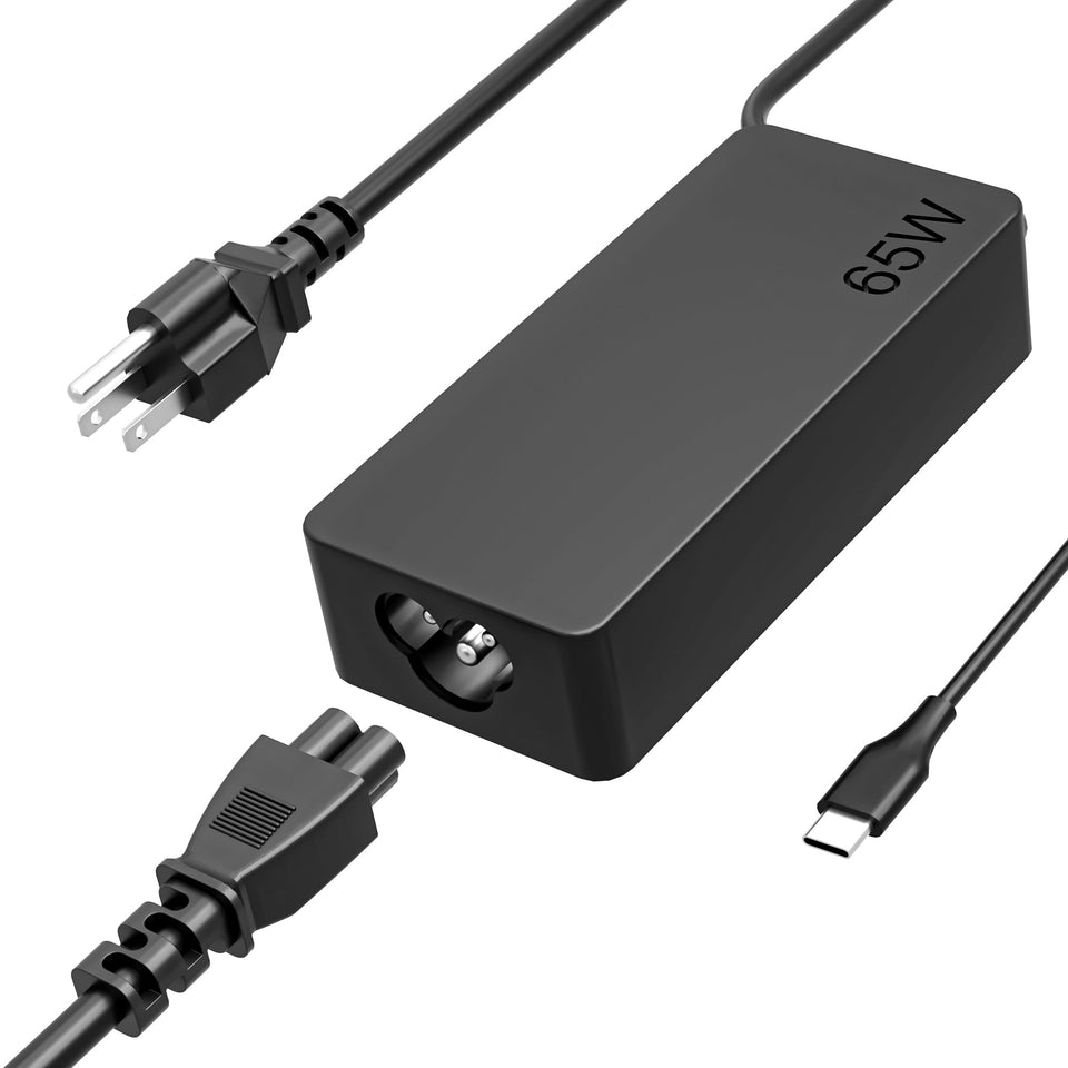 IKFJQCOA 65W USB-C laptop charger, front view, delivers fast charging for Lenovo on the go.