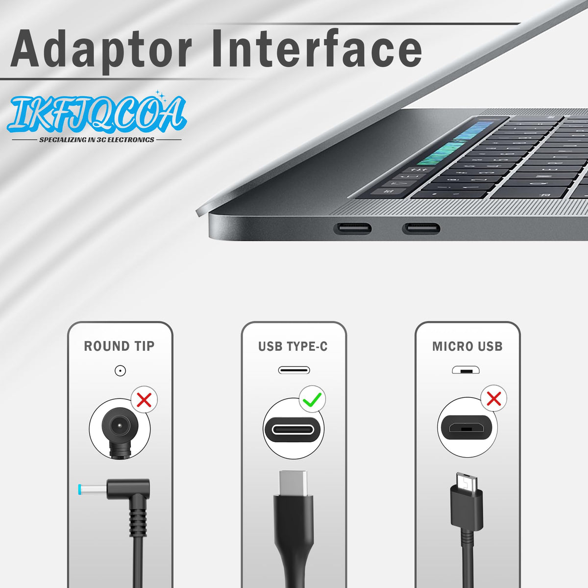 IKFJQCOA durable Type-C adapter, high-speed connection for laptops and Chromebooks.