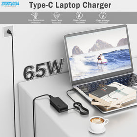 IKFJQCOA multi-brand Type-C power adapter, compatible with major laptops.