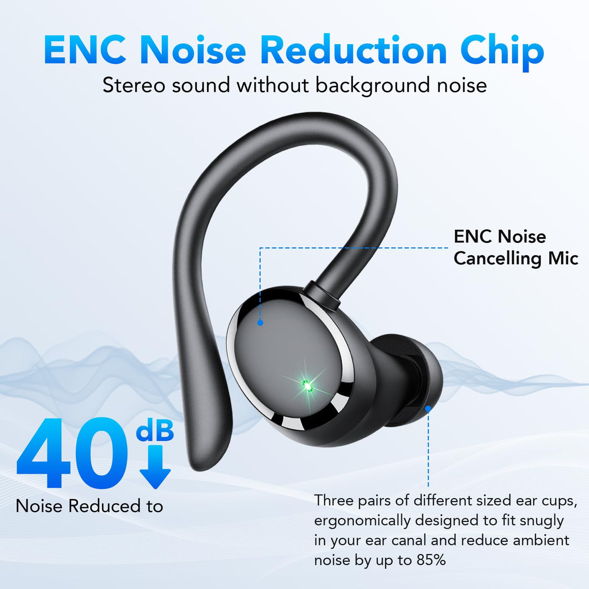 IKG Ear Buds sports earhook keeps secure during workouts.