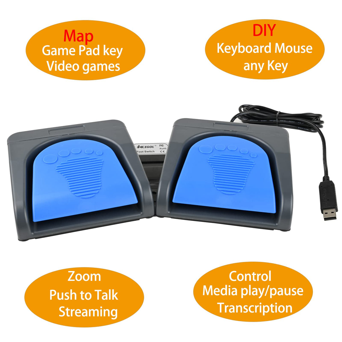 iKKEGOL pedals on a transcription desk offering precise play/pause control