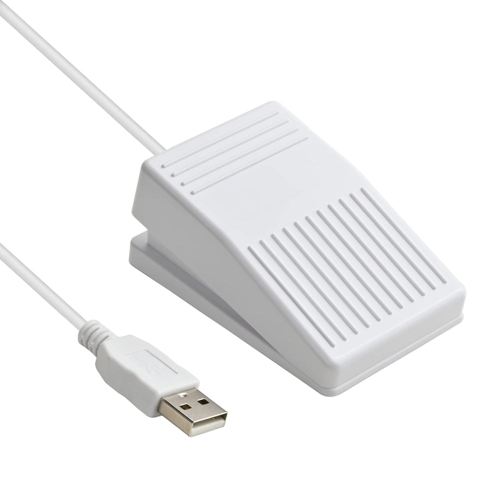 iKKEGOL upgraded USB foot pedal viewed from above for hands-free control during sessions.
