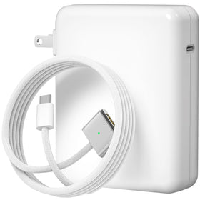IKNUH 140W adapter front view showing durable housing and safety benefit