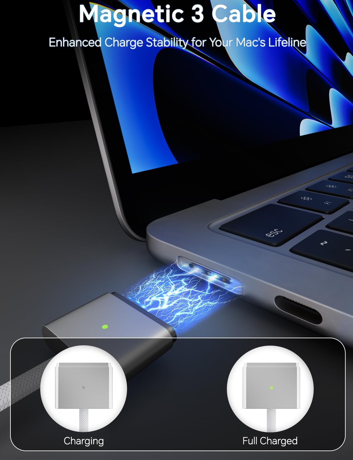 IKNUH cable LED indicator lit while charging showing clear status feedback