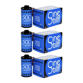 Ilford CineStill 50Daylight 35mm 3-pack boxed, convenient daylight color film bundle.