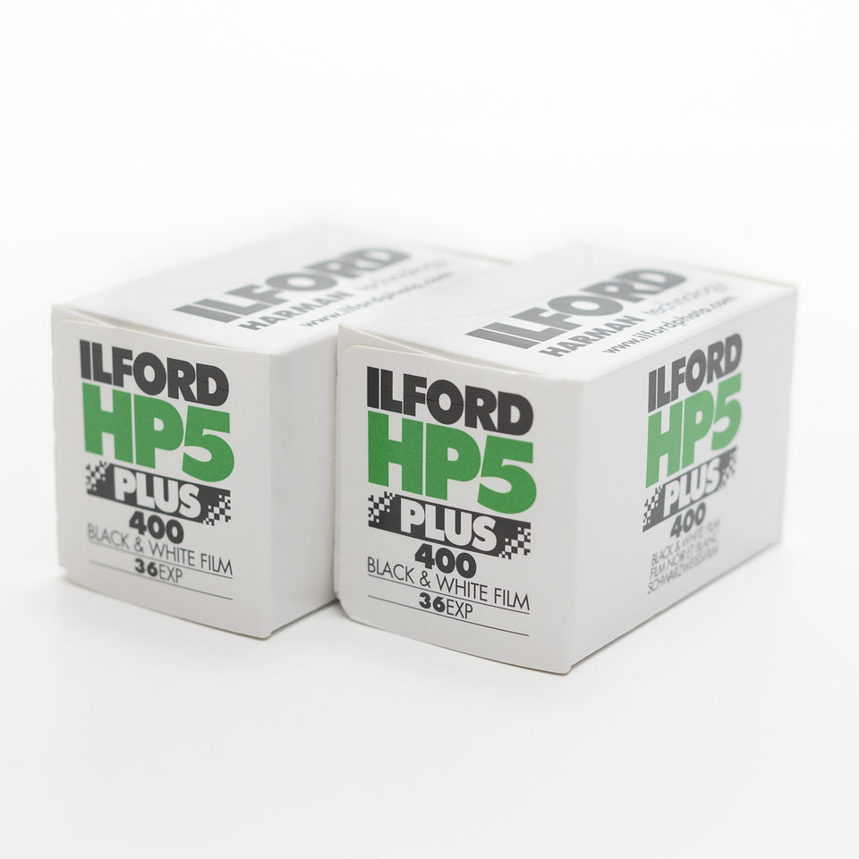 Ilford HP5 Plus front pack showing brand and film info, ready for shooting