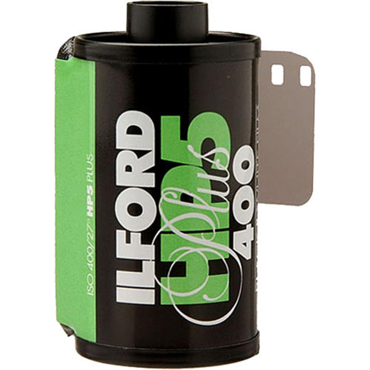 Ilford HP5 Plus 400 film canister closeup highlighting emulsion detail and handling