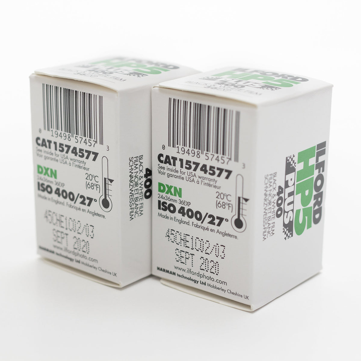 Ilford HP5 Plus roll loaded in 35mm camera, demonstrating ready-to-shoot flexibility