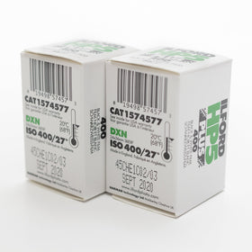 Ilford HP5 Plus roll loaded in 35mm camera, demonstrating ready-to-shoot flexibility