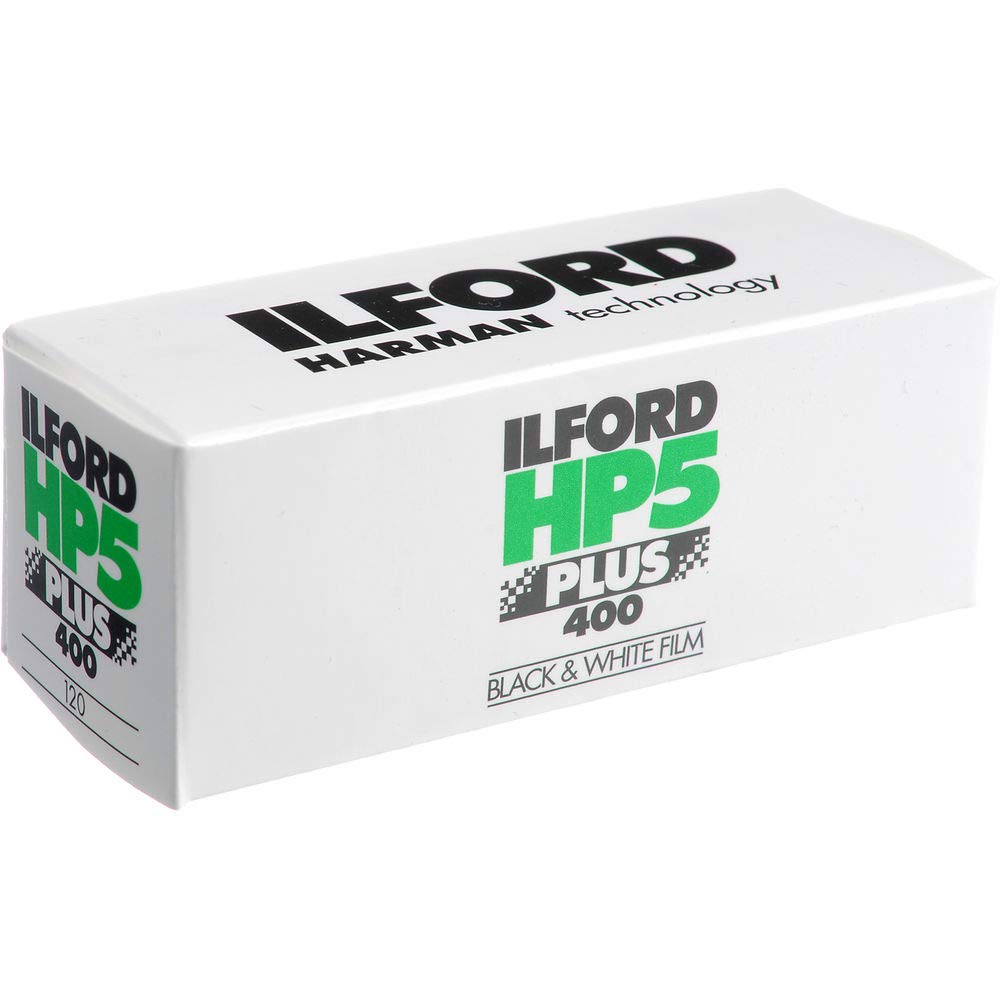 Ilford HP5 Plus 120 roll film offers versatile black and white tones.