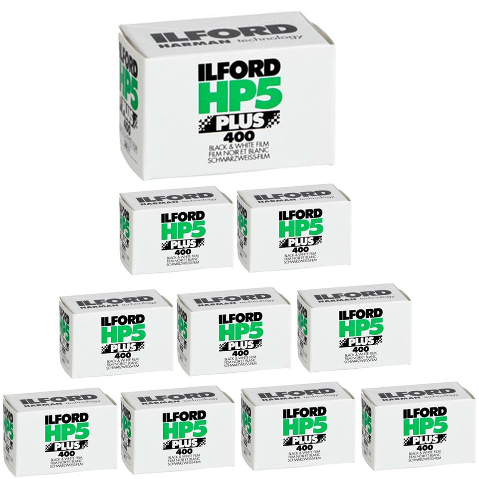 Ilford HP5 Plus ISO 400 35mm film bundle for versatile journalism and travel photography.