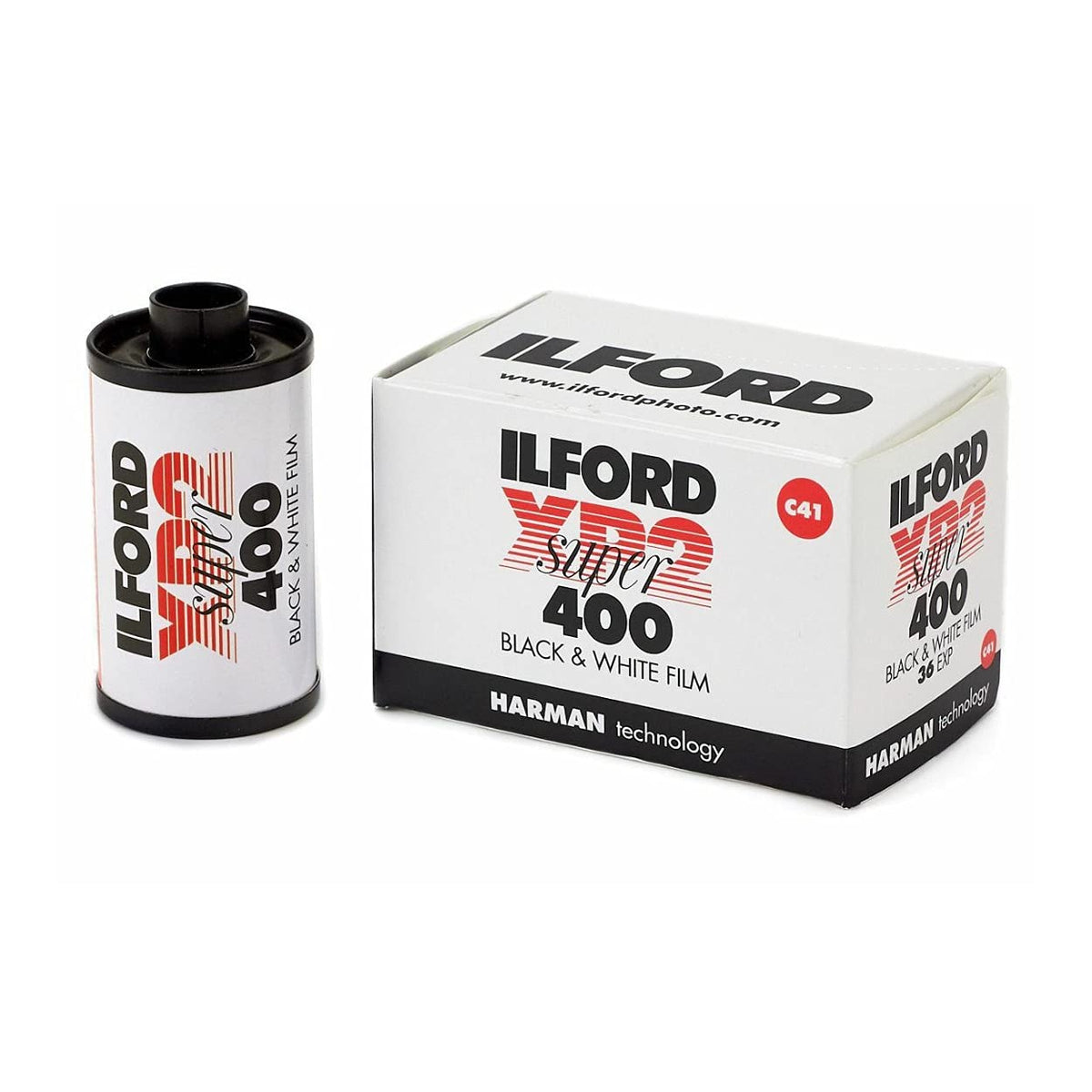 Ilford XP-2 Super 400 two-pack inside box, ready for street and portrait shooting