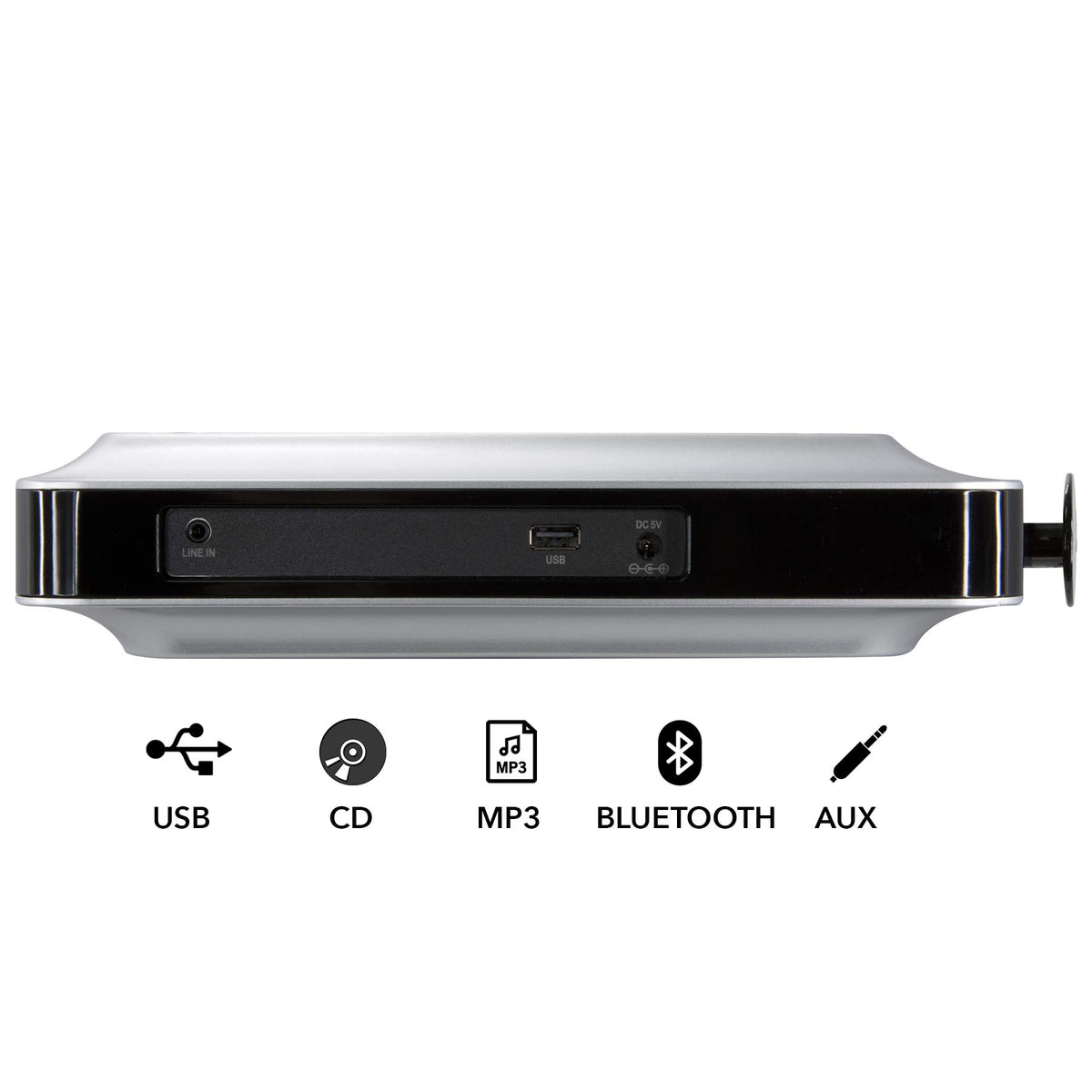 iLive Bluetooth CD player controls showing easy wireless pairing.