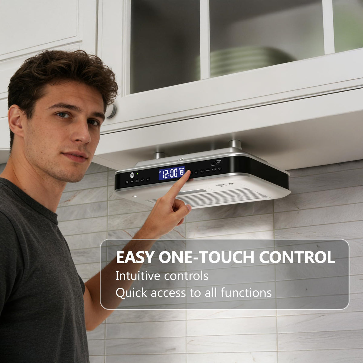 iLive clock display with clear readout for easy time checks