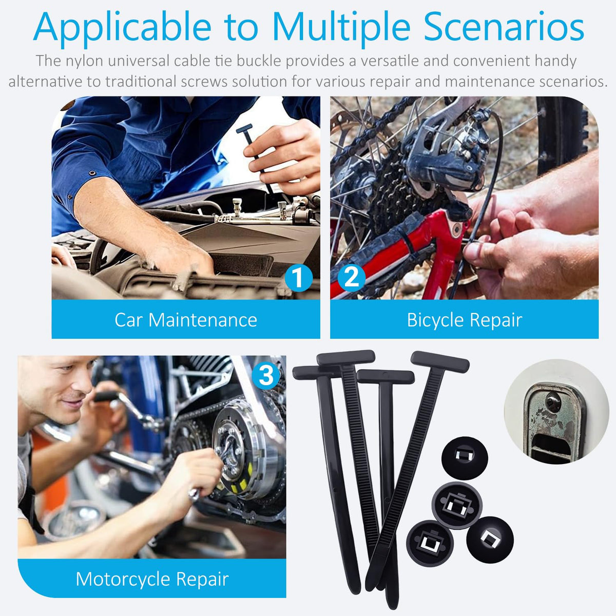 ILKCC nylon cable tie buckle is high-strength and UV-resistant for outdoors.
