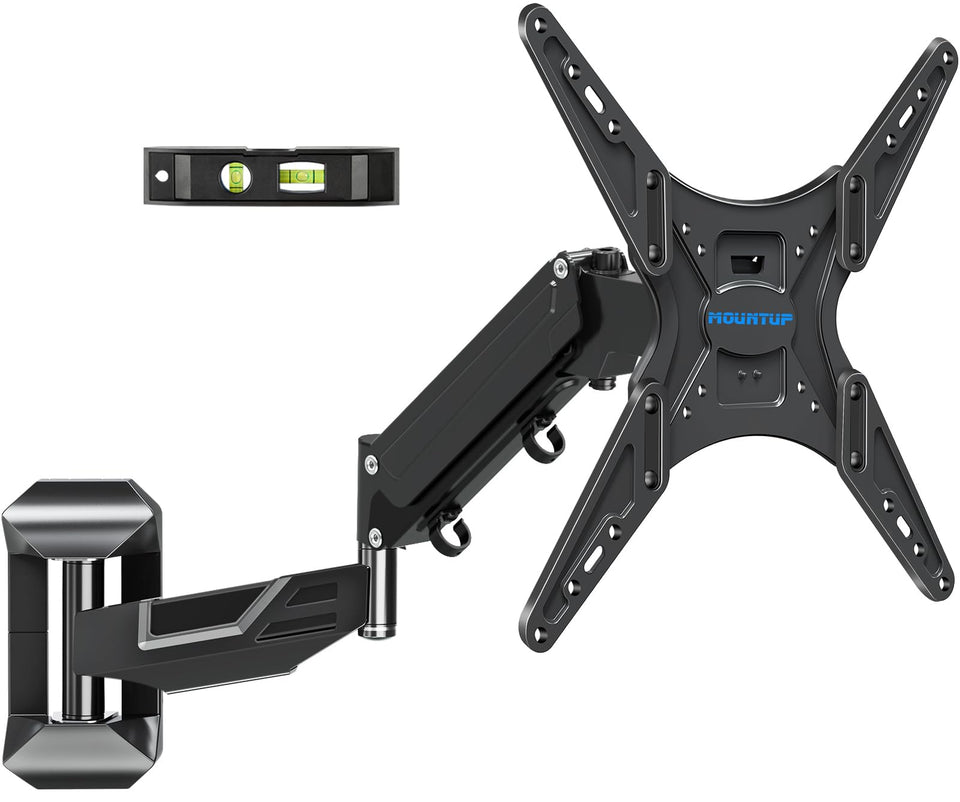 MountUp height-adjustable TV wall mount in textured black for flexible viewing angles.