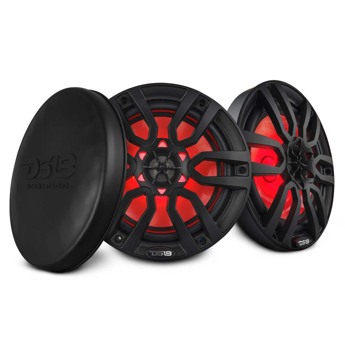 DS18 HYDRO NXL-8 - High End Coaxial Speaker Pair - 2-Way Marine Speaker w/Integrated RGB Lights - 375 Watt - 100% UV Stable - Water Resistant Speakers - 8 Inches, Black
