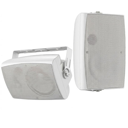 Herdio 6.5" Indoor/Outdoor Bluetooth Speakers — Pair White, IP66 Waterproof, 400W Peak, Wall-Mountable