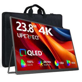 UPERFECT Portable Monitor 4K 23.8" QLED – 400 Nits, 1ms FreeSync, USB-C & HDMI, VESA