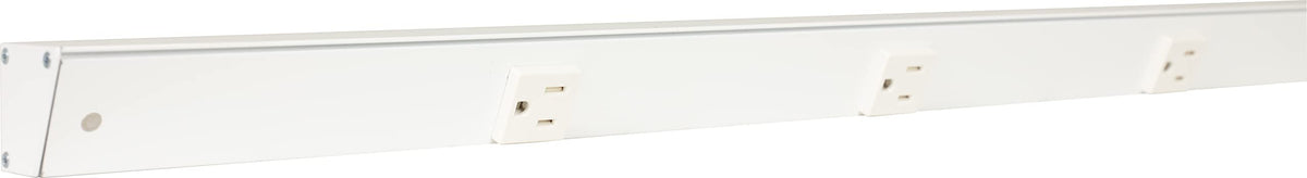 Generic APT angled power strip 48in white mounted under cabinet for clutter-free outlets