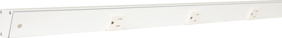 Generic APT angled power strip 48in white mounted under cabinet for clutter-free outlets