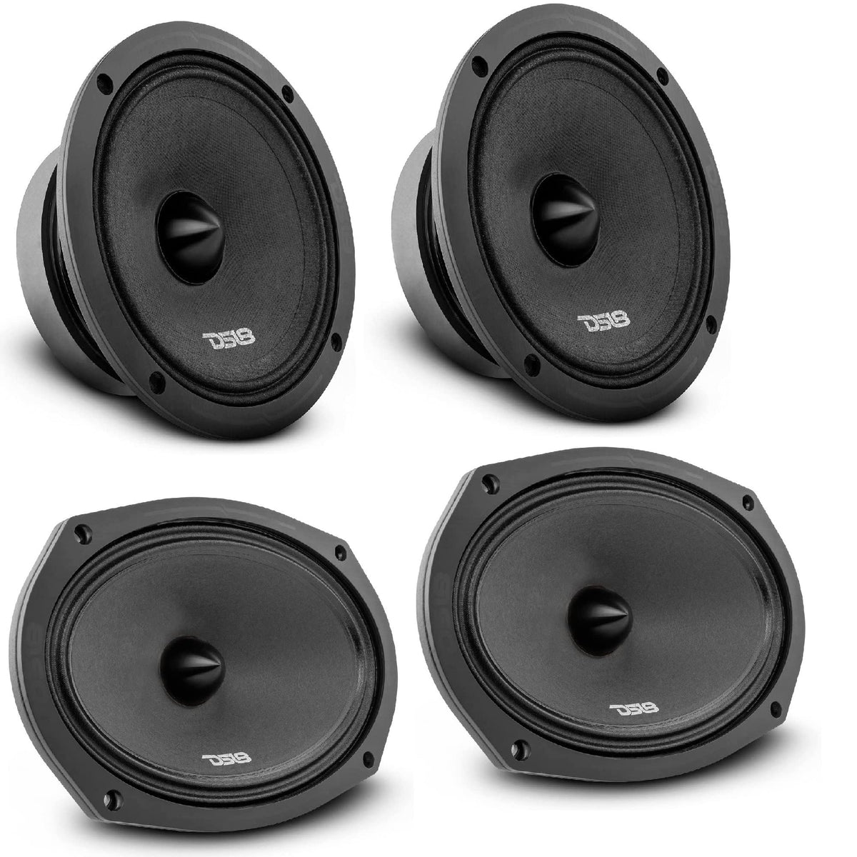 DS18 PRO-ZXI Pro Audio Loudspreaker Combo | (2) 6.5" Loudspeakers paired with (2) 6x9 Loudspeakers | 600W Max Power | Gloss Black Basket Face with Black Bullet Dust Covers | 4 Speakers Total