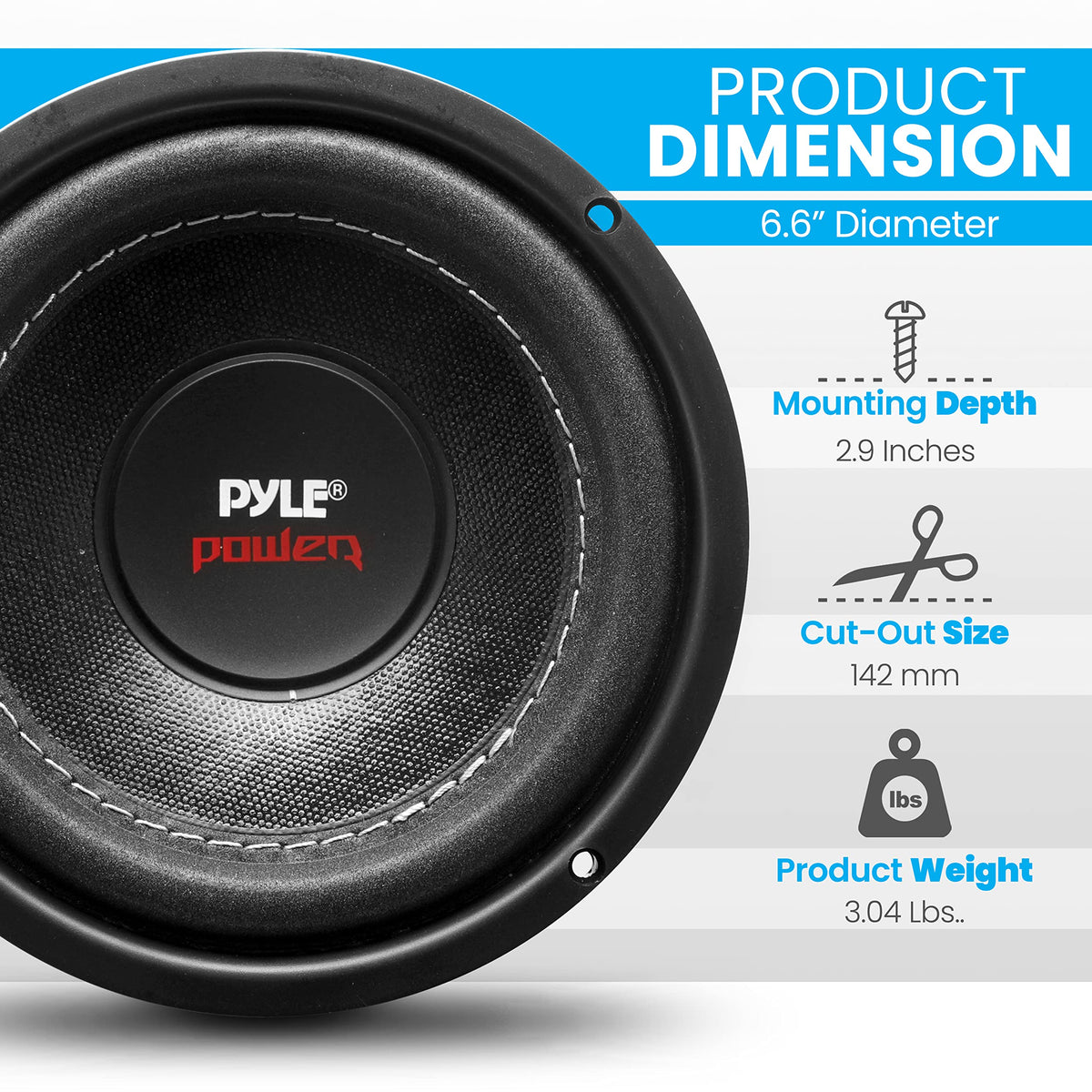 Pyle PLPW6D 6.5-Inch Car Subwoofer — 600W Peak, Dual 4Ω, Foam Surround