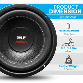 Pyle PLPW6D 6.5-Inch Car Subwoofer — 600W Peak, Dual 4Ω, Foam Surround
