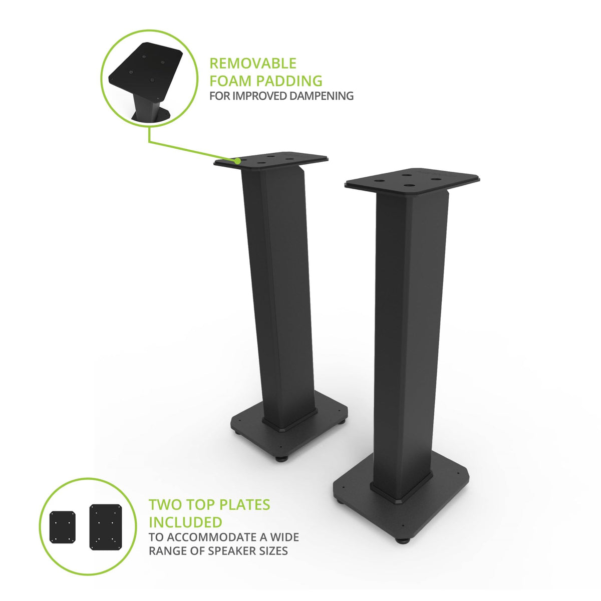 Kanto SX30 Universal Fillable Speaker Stands – 30 inch Tall, Adjustable Isolation Feet, Cable Channel | Pair | Black