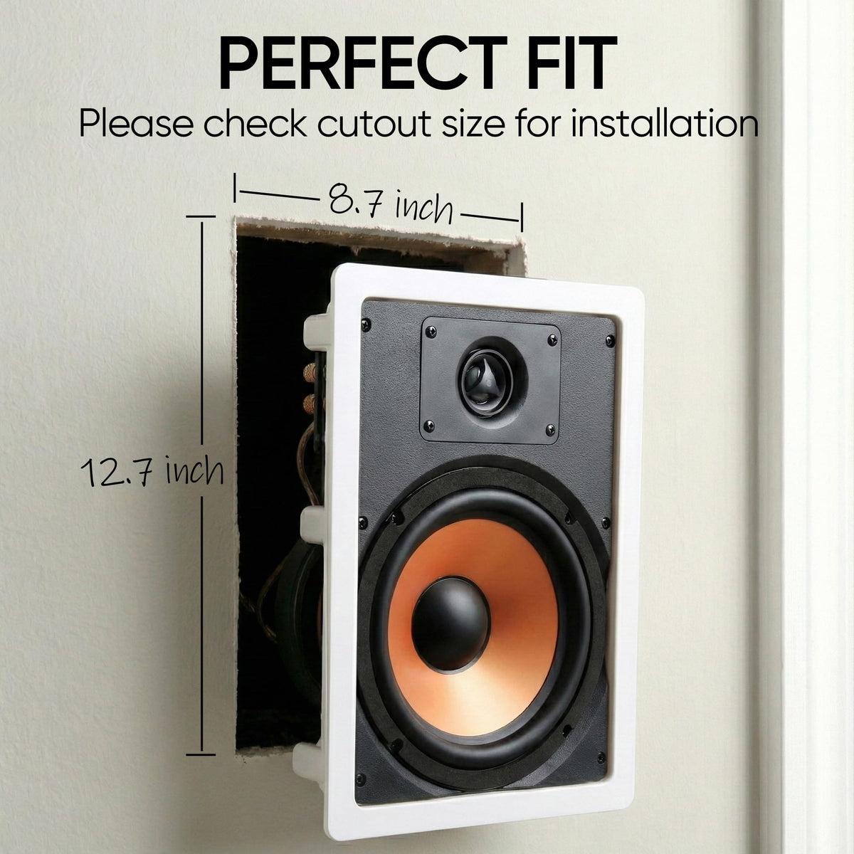 Micca M-8S 2-Way In-Wall Speaker – 8-Inch Woofer, 1-Inch Silk Dome Tweeter, Paintable White