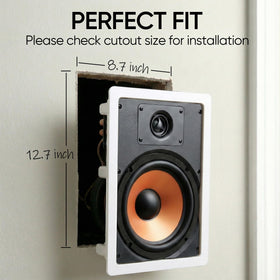 Micca M-8S 2-Way In-Wall Speaker – 8-Inch Woofer, 1-Inch Silk Dome Tweeter, Paintable White