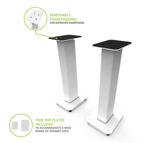 Kanto SX26 Universal Fillable Speaker Floor Stands for Bookshelf Speakers | 26" Tall | Adjustable Isolation Feet | Dedicated Cable Channel | Fill Bags & Level Incl. | Pair | White