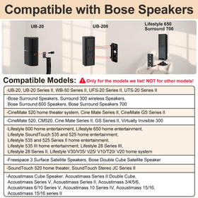 Height Adjustable UFS-20 Stand for Bose Speaker Stands, with Slideconnect Bracket, for Surround 700, OmniJewel Lifestyle 650, CineMate GS Series II, for Bose 700 Speaker Stands