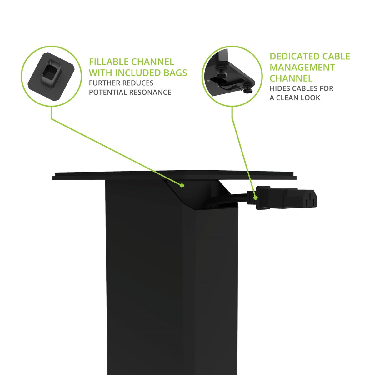 Kanto SX30 Universal Fillable Speaker Stands – 30 inch Tall, Adjustable Isolation Feet, Cable Channel | Pair | Black