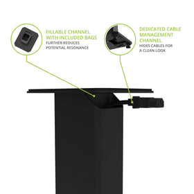 Kanto SX30 Universal Fillable Speaker Stands – 30 inch Tall, Adjustable Isolation Feet, Cable Channel | Pair | Black