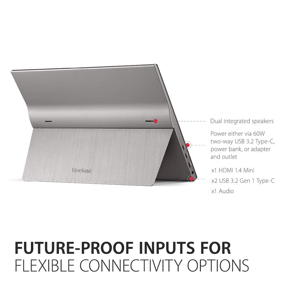 ViewSonic VG1655 USB-C 60W passthrough enables single cable power and data