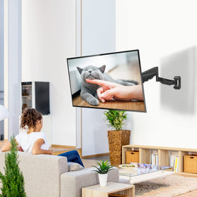 MountUp full-motion arm tilts and swivels for comfortable viewing.