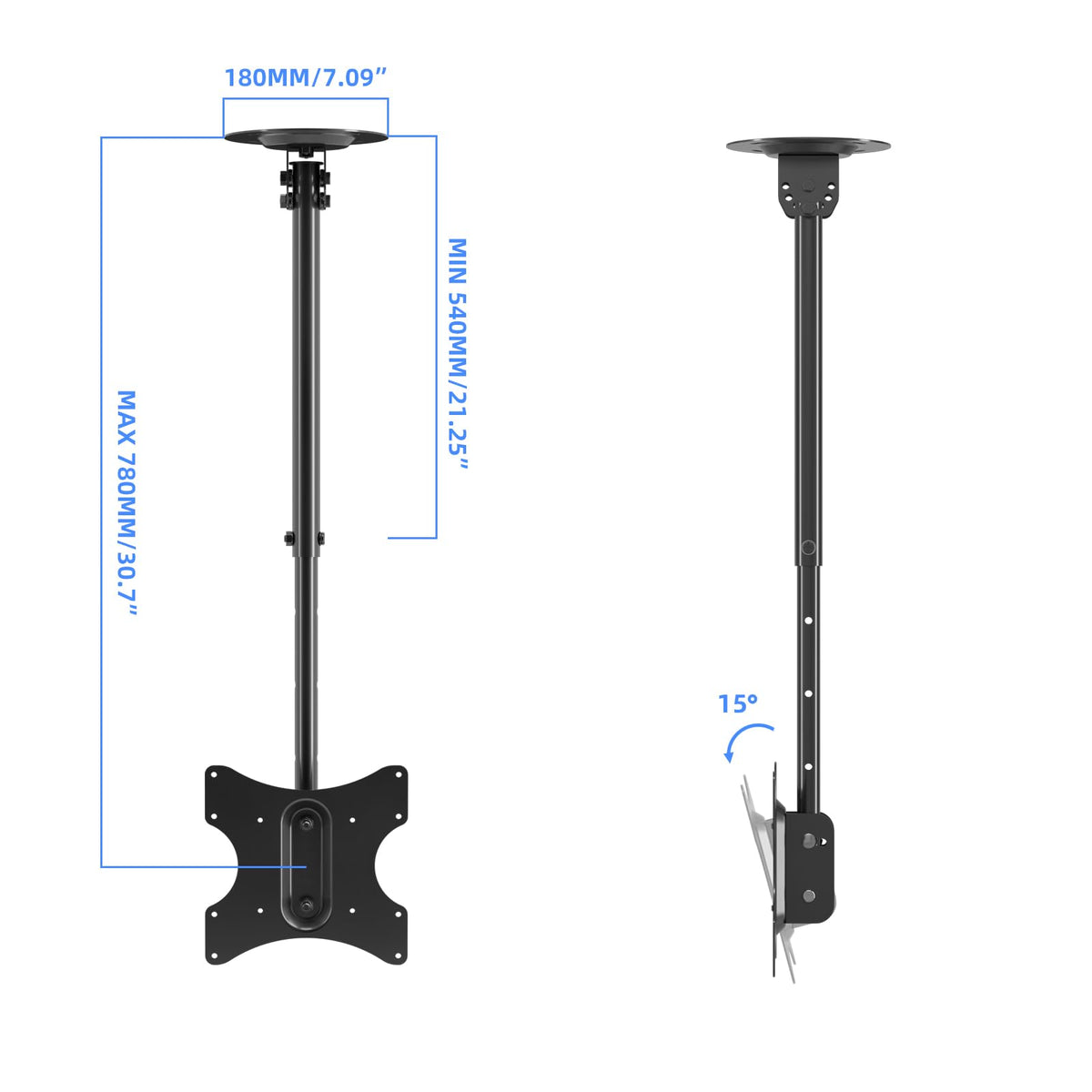 Suptek MC3260 Ceiling TV Mount for 23–43 Inch Displays | VESA 100x100-200x200 | Up to 77 lb