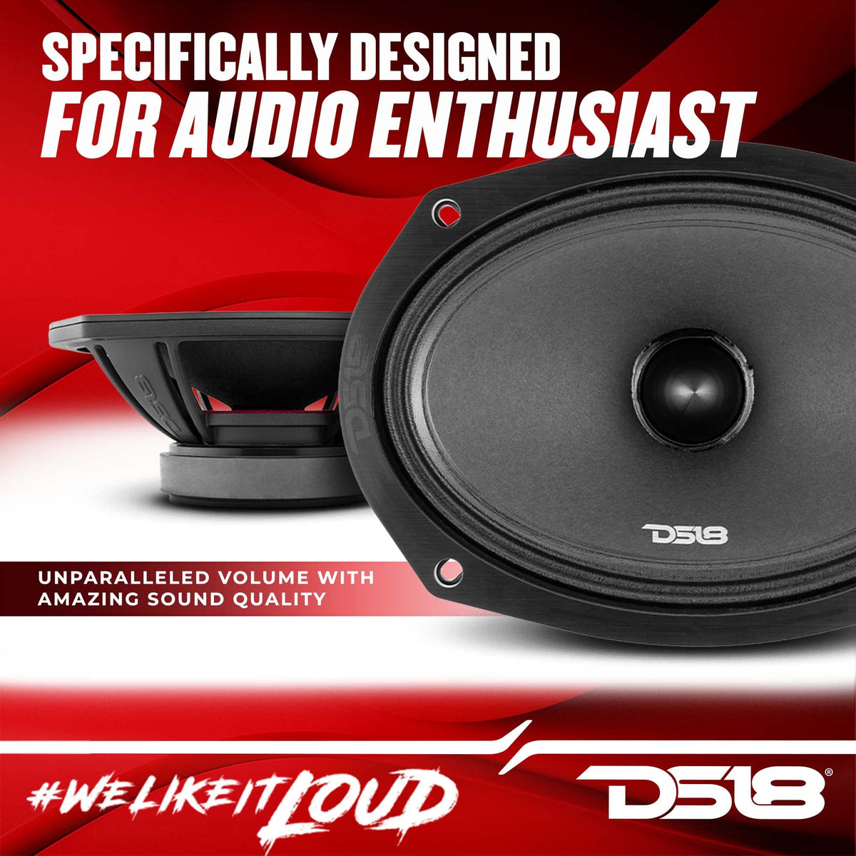 DS18 PRO-ZXI Pro Audio Loudspreaker Combo | (2) 6.5" Loudspeakers paired with (2) 6x9 Loudspeakers | 600W Max Power | Gloss Black Basket Face with Black Bullet Dust Covers | 4 Speakers Total