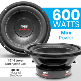 Pyle PLPW6D 6.5-Inch Car Subwoofer — 600W Peak, Dual 4Ω, Foam Surround